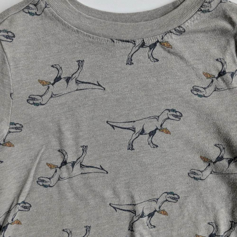 Dinosaur With Pepperoni Pizza Long Sleeve T-Shirt